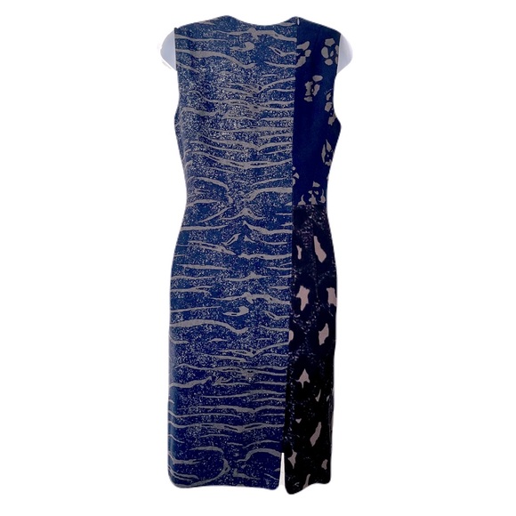Salvatore Ferragamo Navy & Taupe Mixed Animal Print Sleeveless Dress, Size 40 - Picture 2 of 8